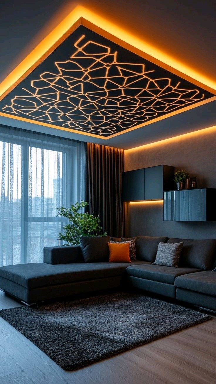 Panel decorativo calado con retroiluminación ámbar